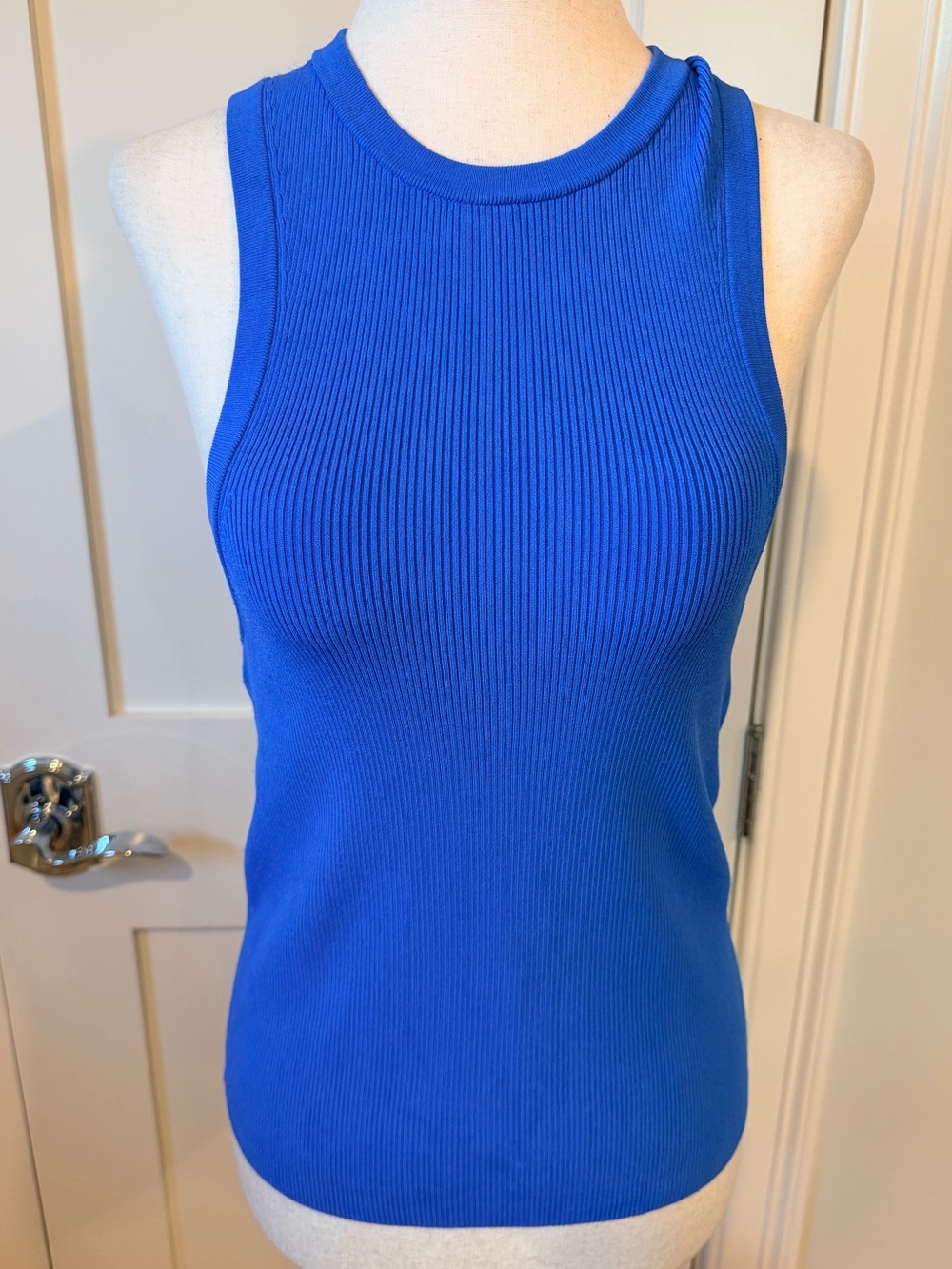 Alice + Olivia Cobalt Ribbed Sleeveless Tank